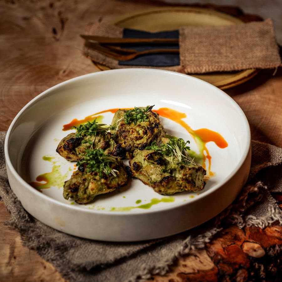 Basil-garlic chicken kebab