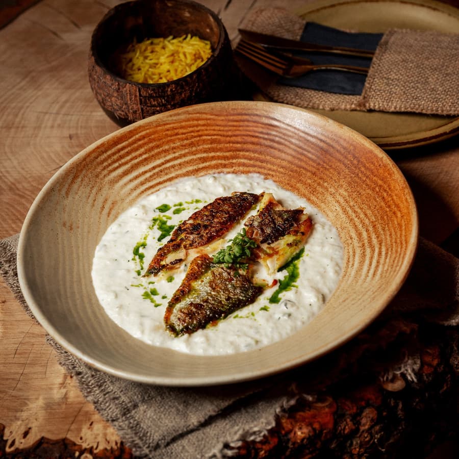 Sea Bass met curry en rijst